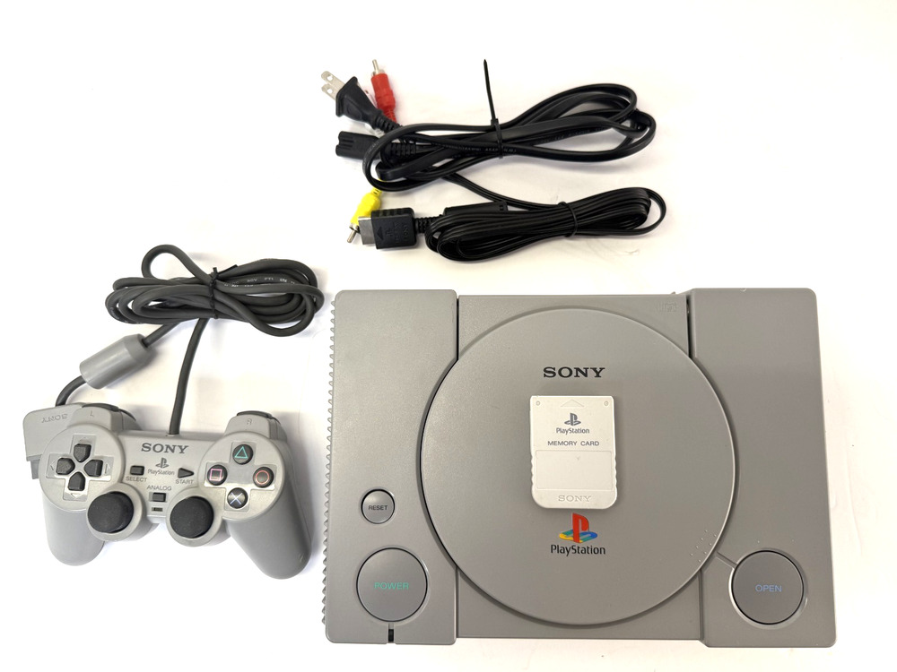 PlayStation 1 - Model SCPH-7501 - Controller, Mem Card & Cables - Grade A